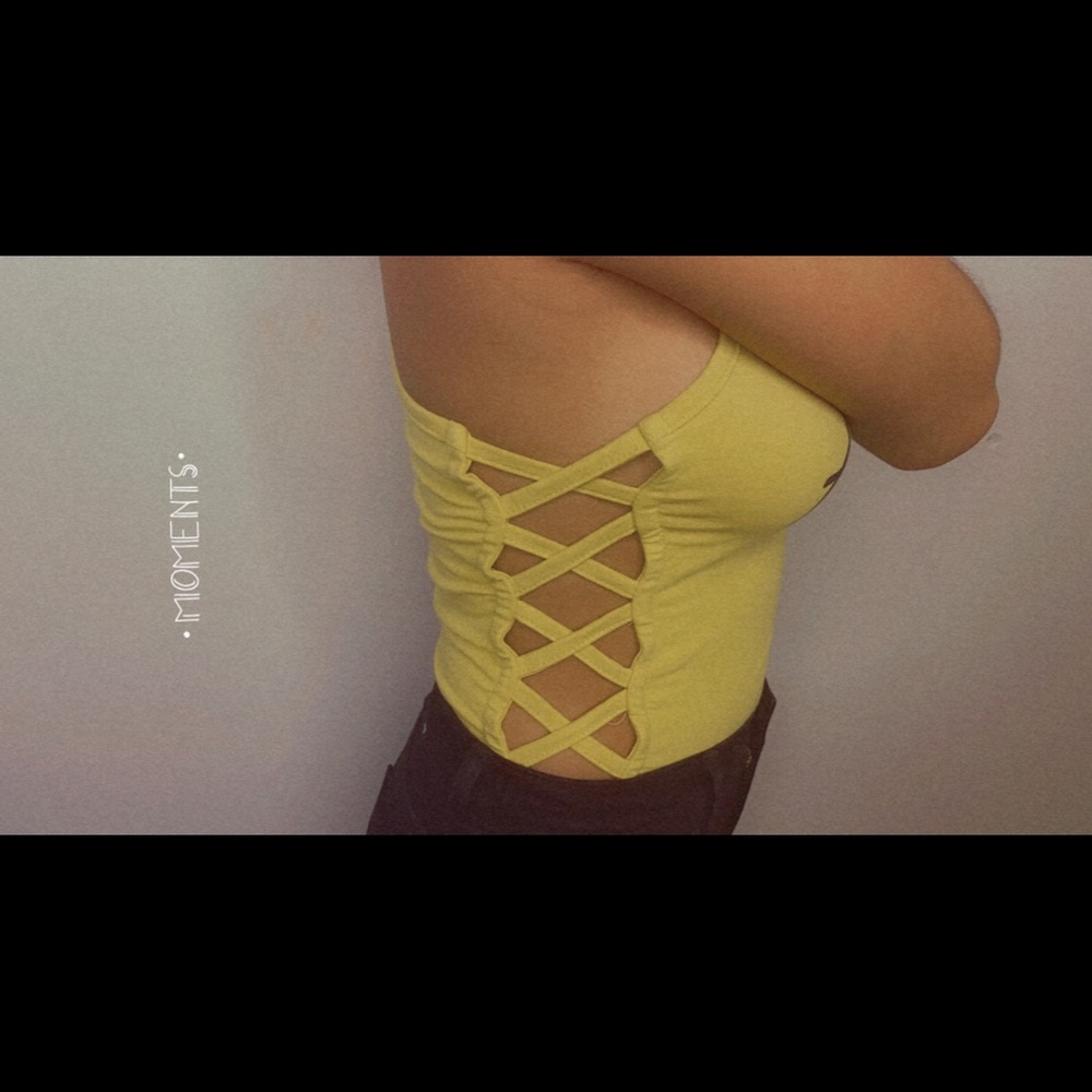 Yellow crop top open from side